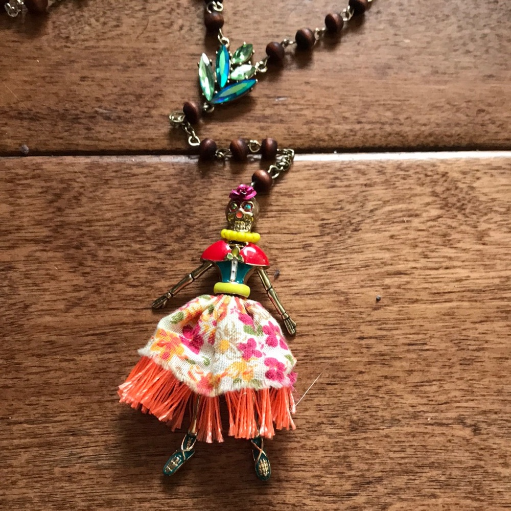 Betsey Johnson calypso Ballerina Dancer Skeleton Girl Necklace